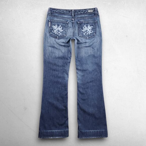 Paige Laurel Canyon Slim Flare Jeans Women 28 Blue Low Rise Stretch Faded Y2K - Picture 2 of 9